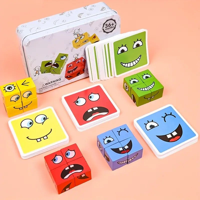 Kid Face Changing Cube Building Blocks Puzzle