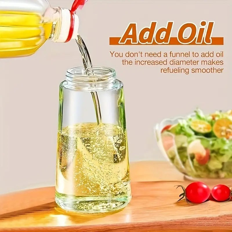 500ml 2 in 1 Olive Oil Pourse and Oil Dispenser Bottle for Kitchen, Glass Oil Bottle with Premium Nozzle, Oil Sprayer for Air Fryer, Salad, BBQ, Roasting