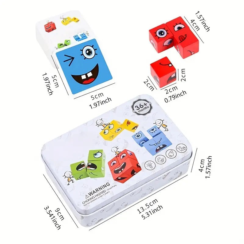 Kid Face Changing Cube Building Blocks Puzzle