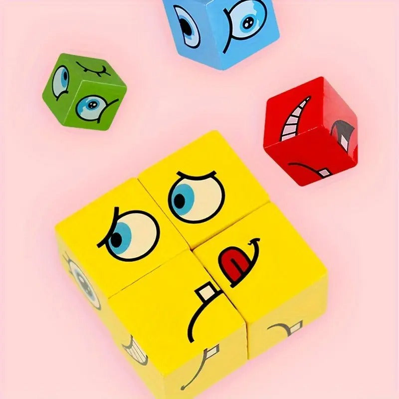 Kid Face Changing Cube Building Blocks Puzzle