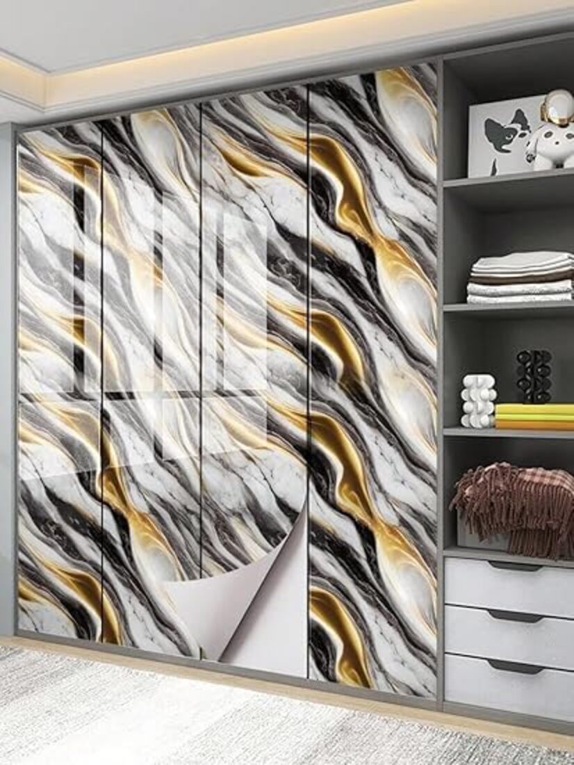 Black Golden Marble Foil Wallpaper