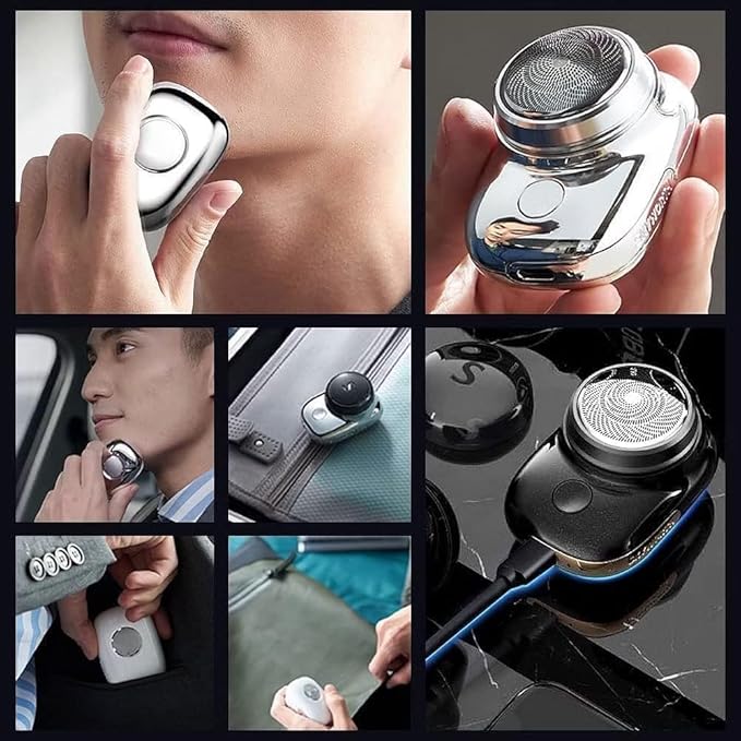 Rechargeable Mini Electric Shaver for Men, Portable Clean Beard Shaving Machine Hair Remover Trimmer Tool