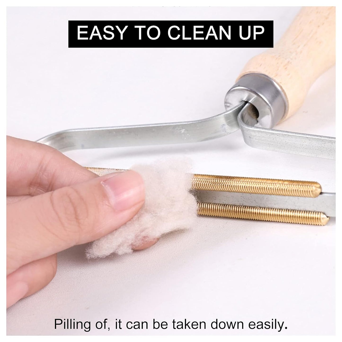 Wooden Handle Portable Metal Lint Roller