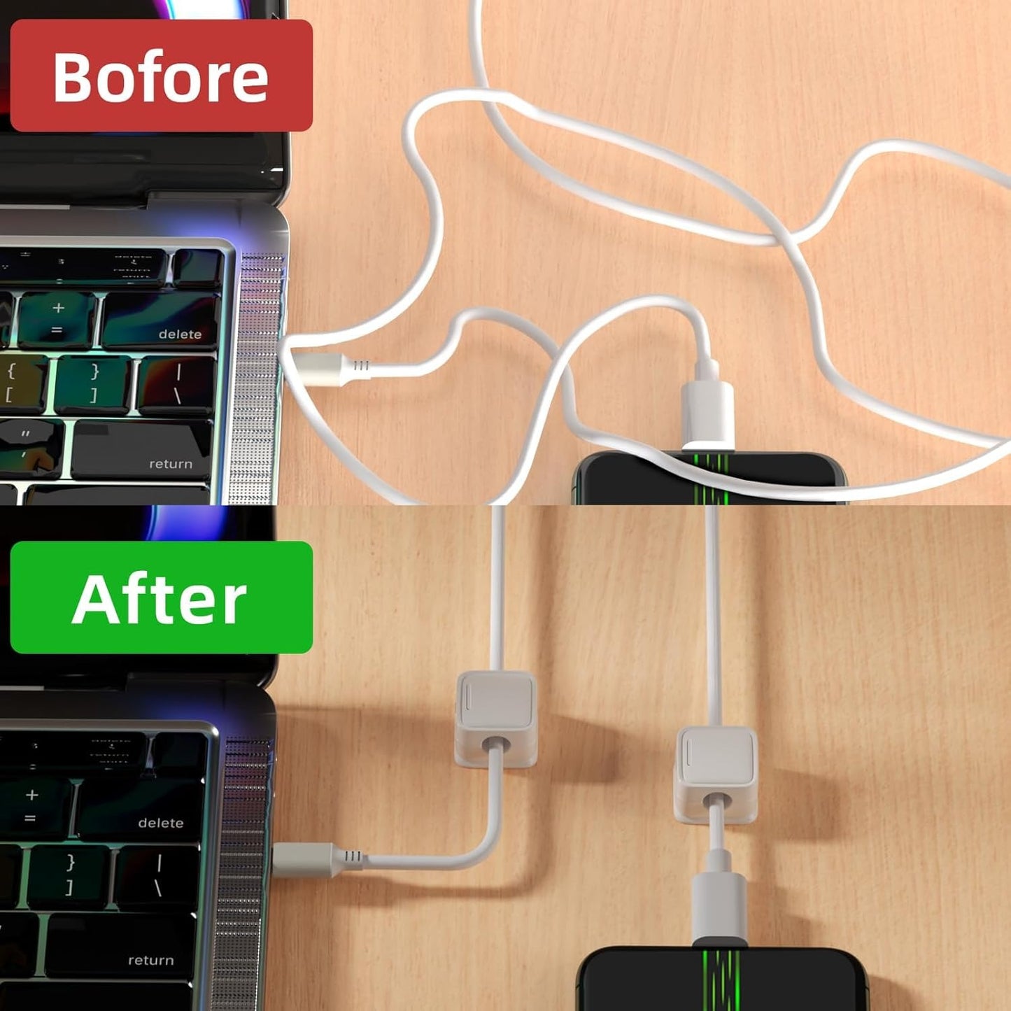Magnetic Cord Organizer Holder,Strong Adhesive Desk Cable Management