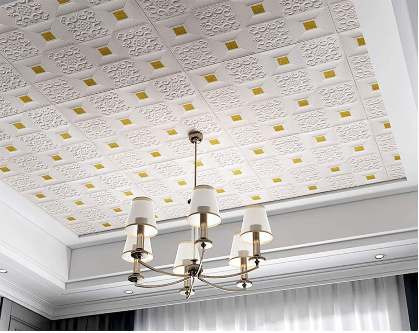 Wallpaper Stickers PE Foam Brick Design Golden tikdi