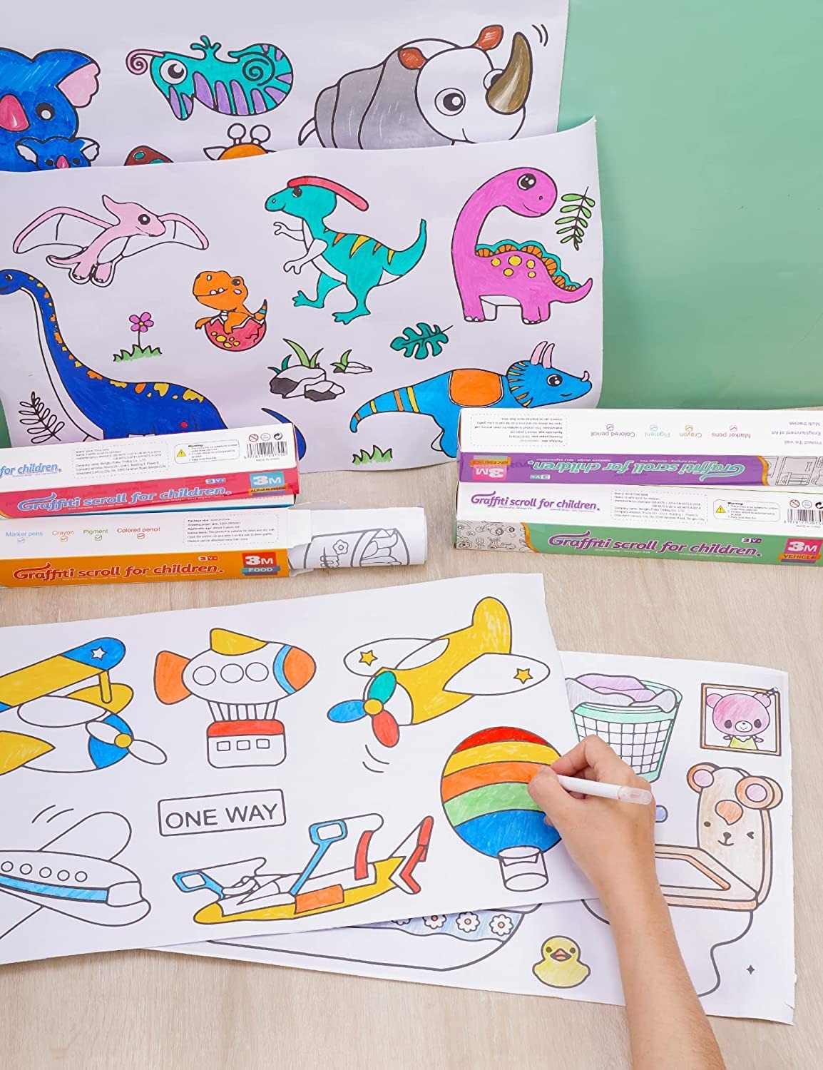 Coloring Re-Stick Drawing Paper Roll for Kids, 118 x 12 Inch