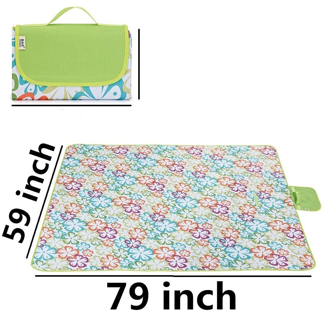 Camping Picnic Mat VANDU Large Picnic Mat, 70''X60'' Dual Layers Waterproof for 3-4 People Beach Blanket, Foldable Machine Washable Picnic Mat for Camping Hiking Park Music Festivals and Travel