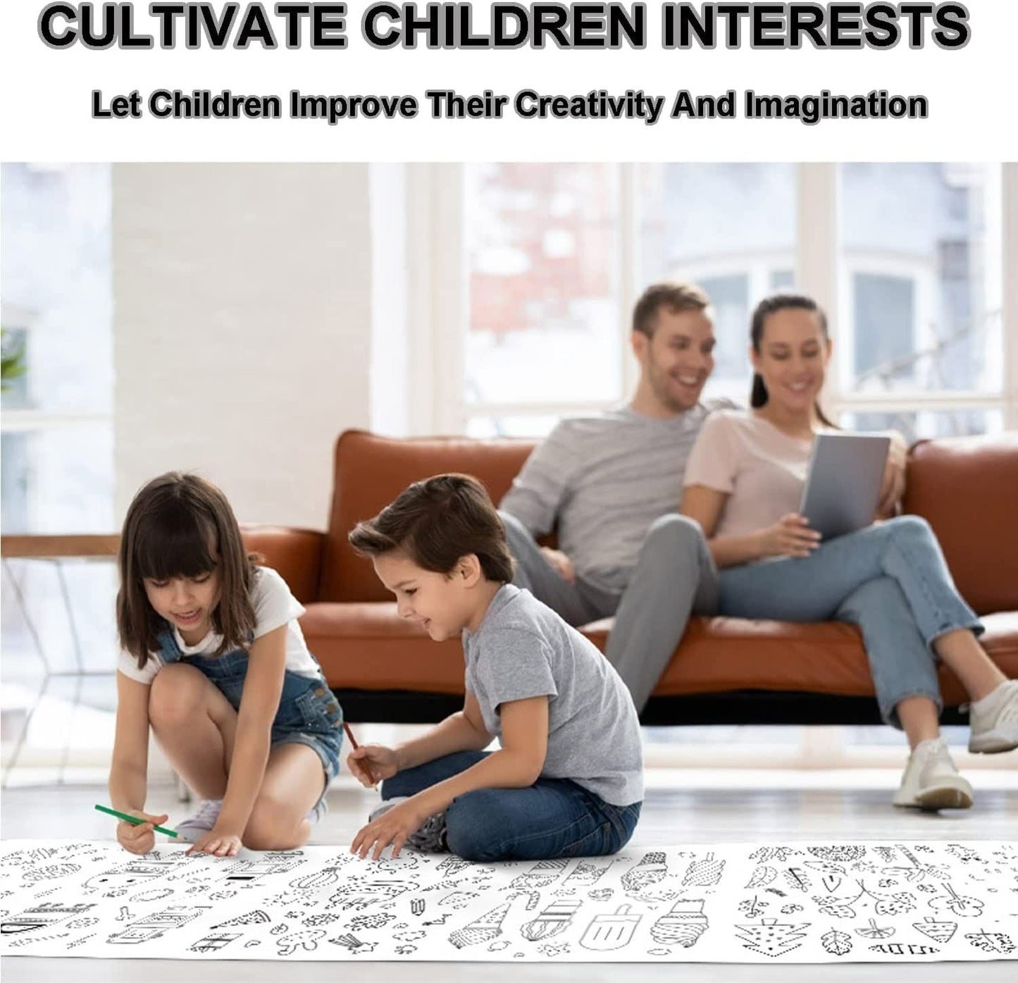 Coloring Re-Stick Drawing Paper Roll for Kids, 118 x 12 Inch