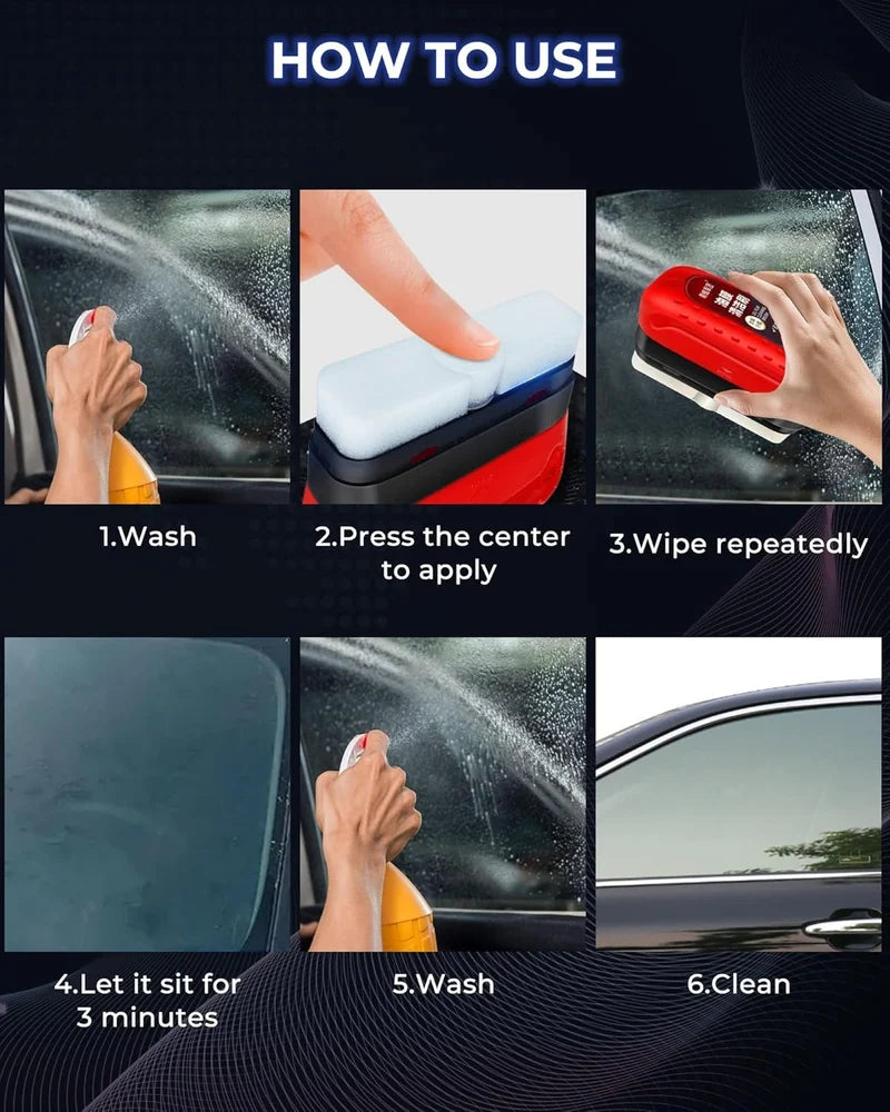 Car Glass Oil Film Remover with Hydrophobic Coating | Anti-Fog, Rainproof, Streak-Free Automotive Glass Cleaner