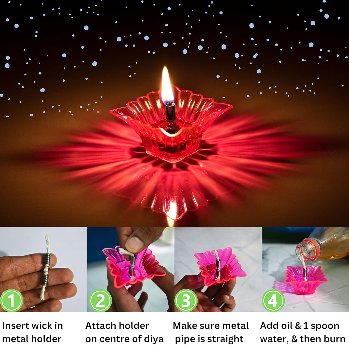 Diwali Diyas Colourful 3D Reflection Diya
