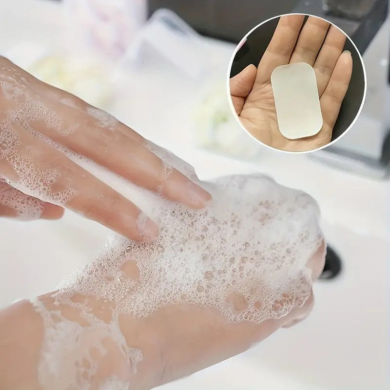 (Pack Of 5) Mini Hand And Face Washing Paper Soap Box For Travel Toiletry Use (20 Sheet In Box, Random Color)