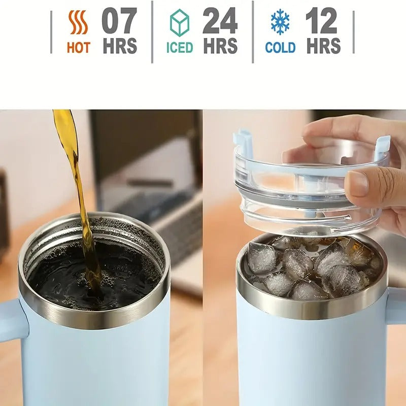 Thumbler Vaccum Sealed Cup With Straw