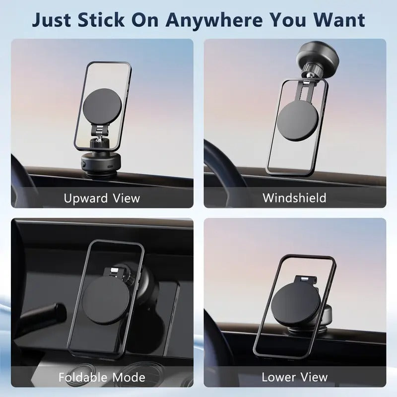 Suction Cup Phone Mount for Car,Car Magnetic Phone Holder,Foldable Smart Double-Sided Magnetic Phone Holder
