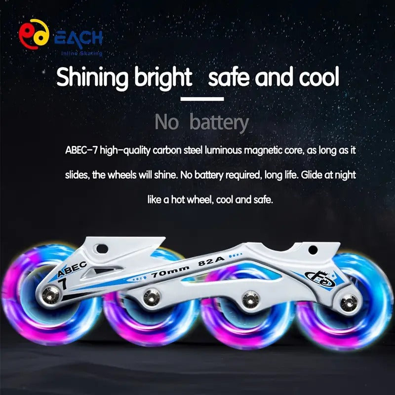 4 Wheels Adjustable Inline Skates Skating Shoes for Boys Kids Girls Skating Shoe Adjustable Roller Blades Age 6 to 15 Years PU Strong Wheels Aluminium with LED Flash Light on Wheels (Pink)