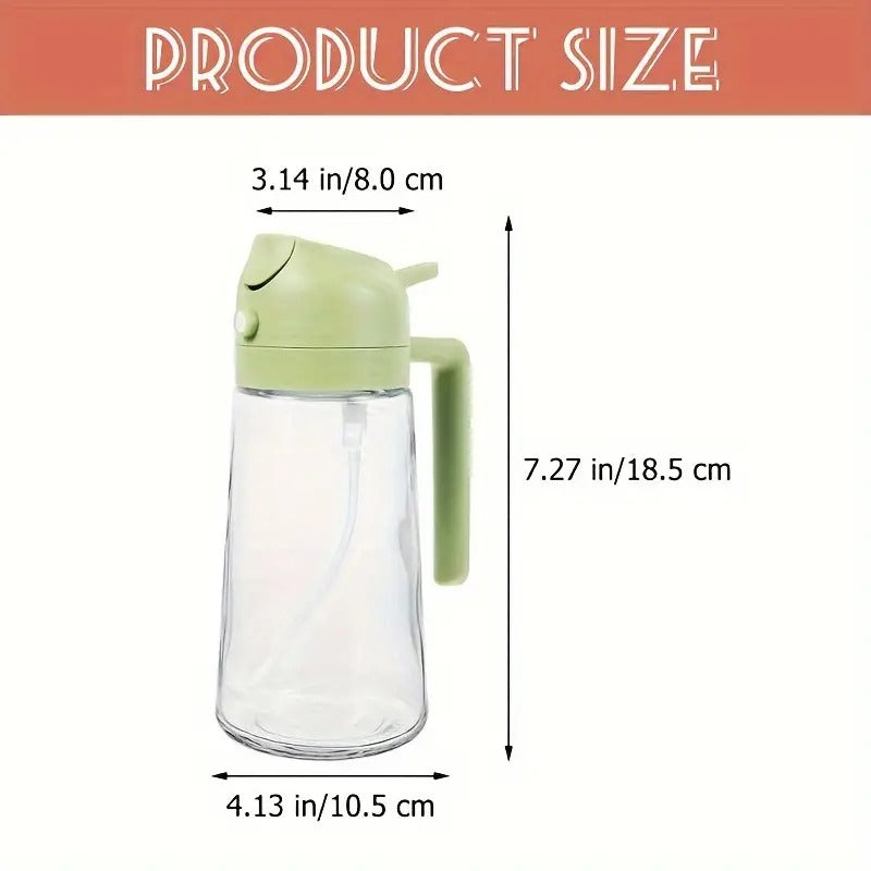 500ml 2 in 1 Olive Oil Pourse and Oil Dispenser Bottle for Kitchen, Glass Oil Bottle with Premium Nozzle, Oil Sprayer for Air Fryer, Salad, BBQ, Roasting