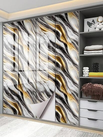 Black Golden Marble Foil Wallpaper