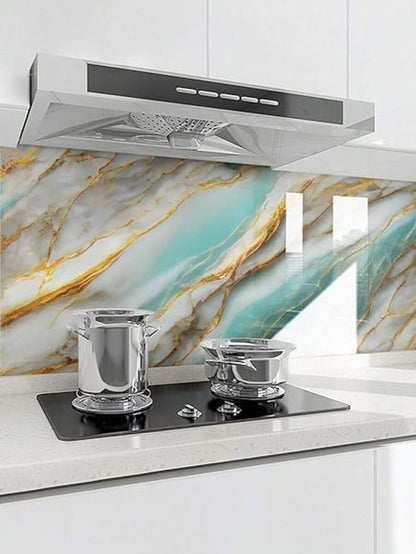 Sky Blue Golden Marble Foil