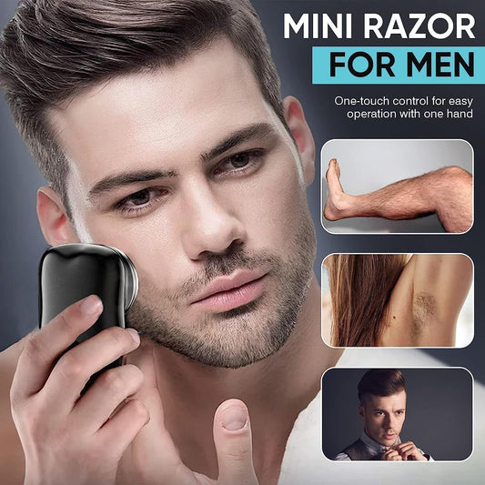 Rechargeable Mini Electric Shaver for Men, Portable Clean Beard Shaving Machine Hair Remover Trimmer Tool
