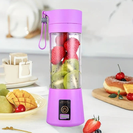 Rechargeable Hand Juicer, 6 Blade Portable Electric Mini USB Multi Color Bottle Blender, Fruit Juice Maker (Multicolor)