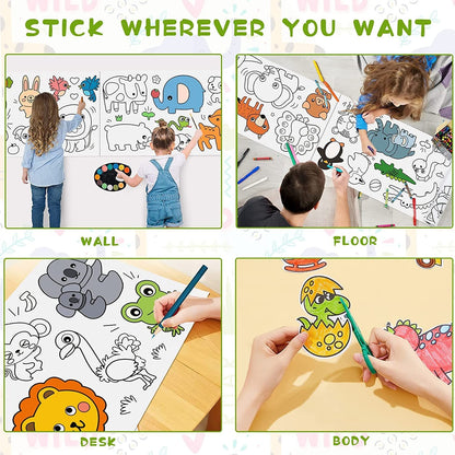 Coloring Re-Stick Drawing Paper Roll for Kids, 118 x 12 Inch