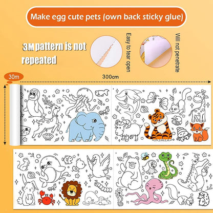 Coloring Re-Stick Drawing Paper Roll for Kids, 118 x 12 Inch