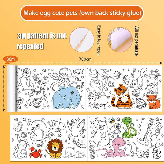 Coloring Re-Stick Drawing Paper Roll for Kids, 118 x 12 Inch