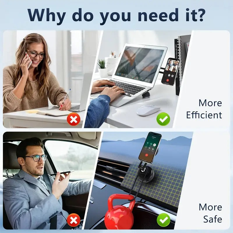 Suction Cup Phone Mount for Car,Car Magnetic Phone Holder,Foldable Smart Double-Sided Magnetic Phone Holder