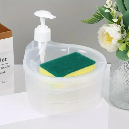 2 in 1 Liquid Soap Dispenser and Dish Washing Scrubber Sponge Holder Multifunctional Modern for Kitchen Sink Multipurpose