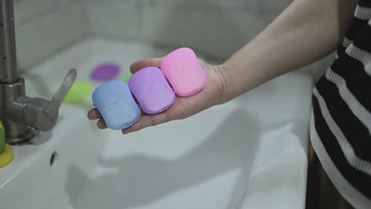 (Pack Of 5) Mini Hand And Face Washing Paper Soap Box For Travel Toiletry Use (20 Sheet In Box, Random Color)