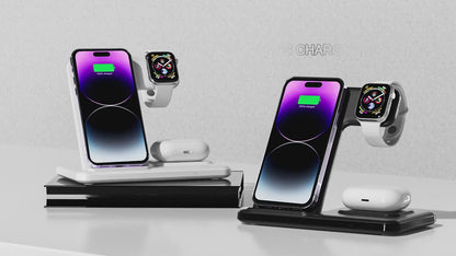 3 in 1 Wireless Charger, 15W Fast Wireless Charging Station, 3-in-1 Wireless Phone Charging Dock Stand Compatible