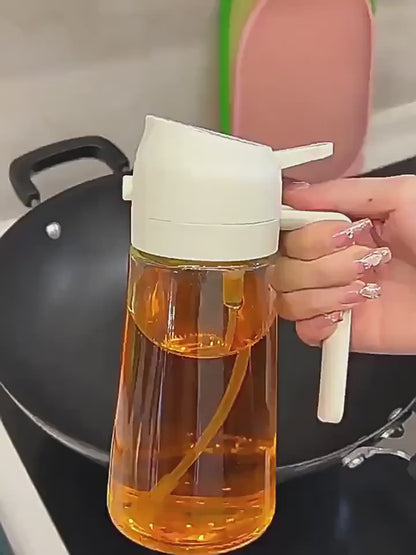 500ml 2 in 1 Olive Oil Pourse and Oil Dispenser Bottle for Kitchen, Glass Oil Bottle with Premium Nozzle, Oil Sprayer for Air Fryer, Salad, BBQ, Roasting